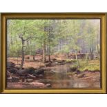 PROCHAZKA, JOSEF. Wald mit Bach. Öl/Leinwand.