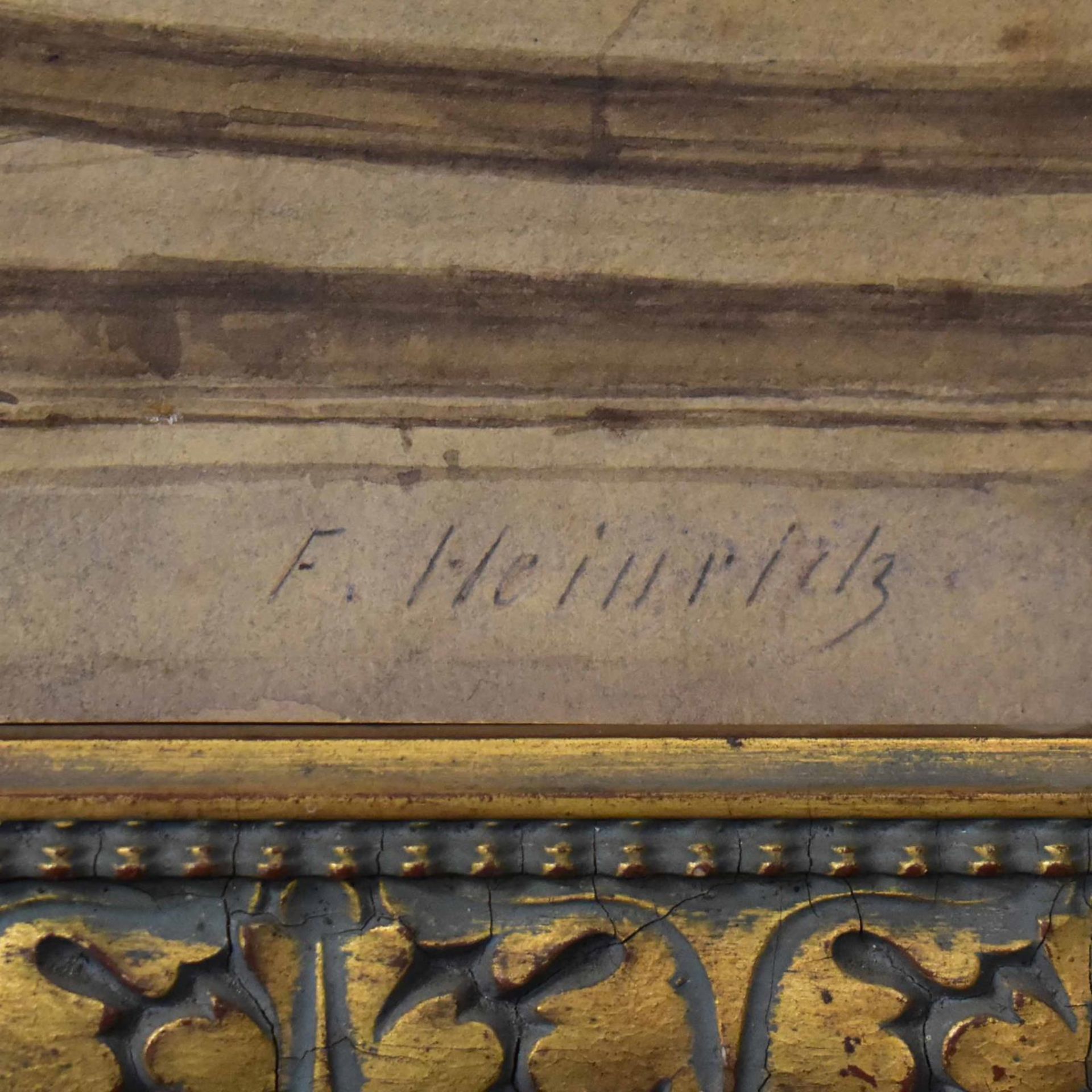 HEINRICH, FRANZ. Blick vom Hof des Palazzo Vecchio auf die Loggia dei Lanzi. Aquarell. - Bild 2 aus 3