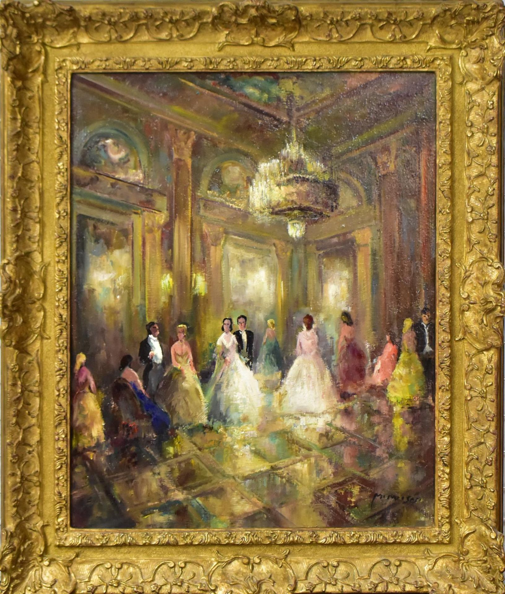 MOOSER, MARTIN. Der Opernbeginn. Öl/Leinwand.