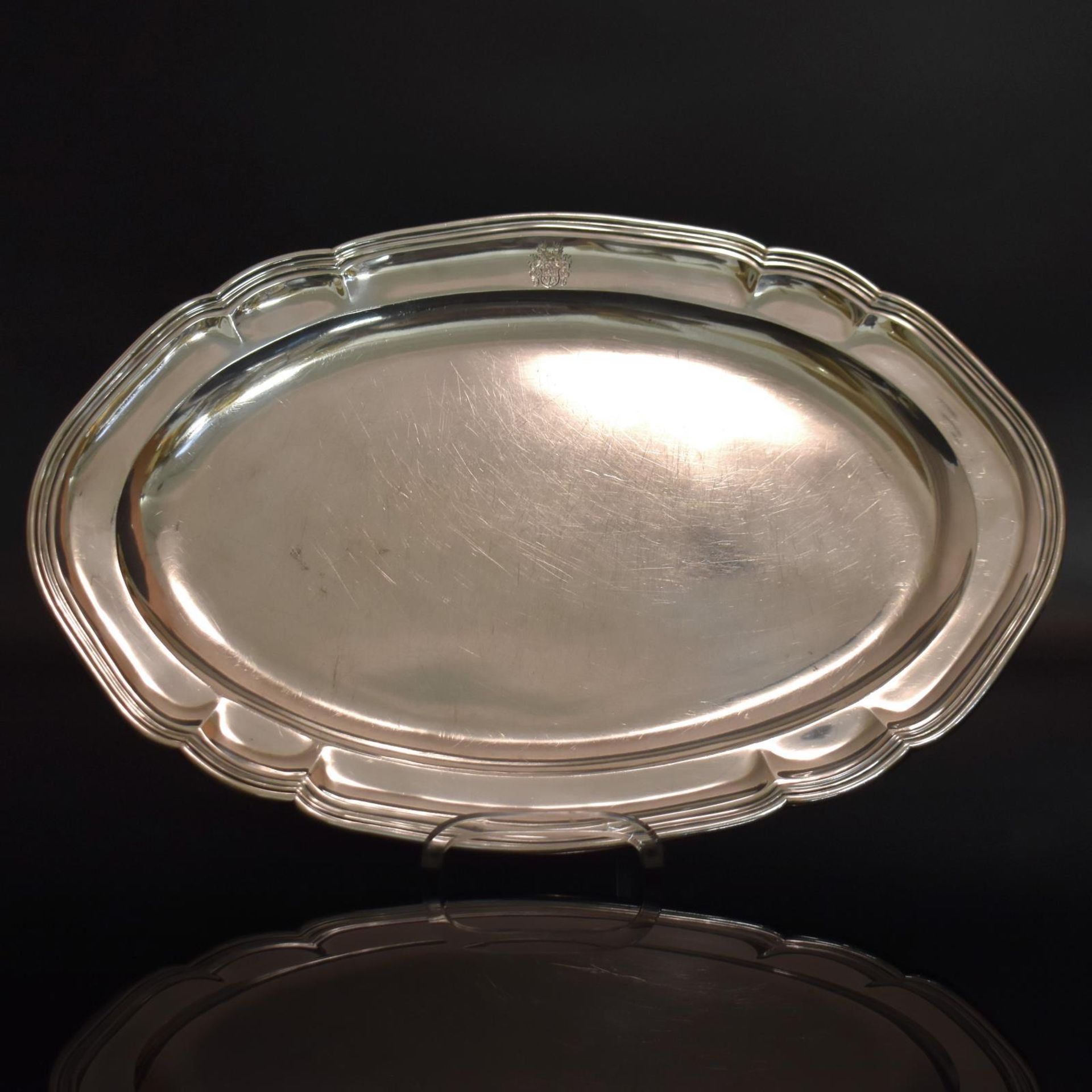 Ovale Platte. Düsseldorf, 20. Jh., Vereinigte Silberwarenfabriken | Silber.
