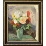 TROXLER, GEORGES ALFRED. Blumenstillleben. Öl/Leinwand.