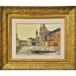 MASSA, LIONEL FIORAVANTI. Piazza Novana. Öl/Karton (wohl).