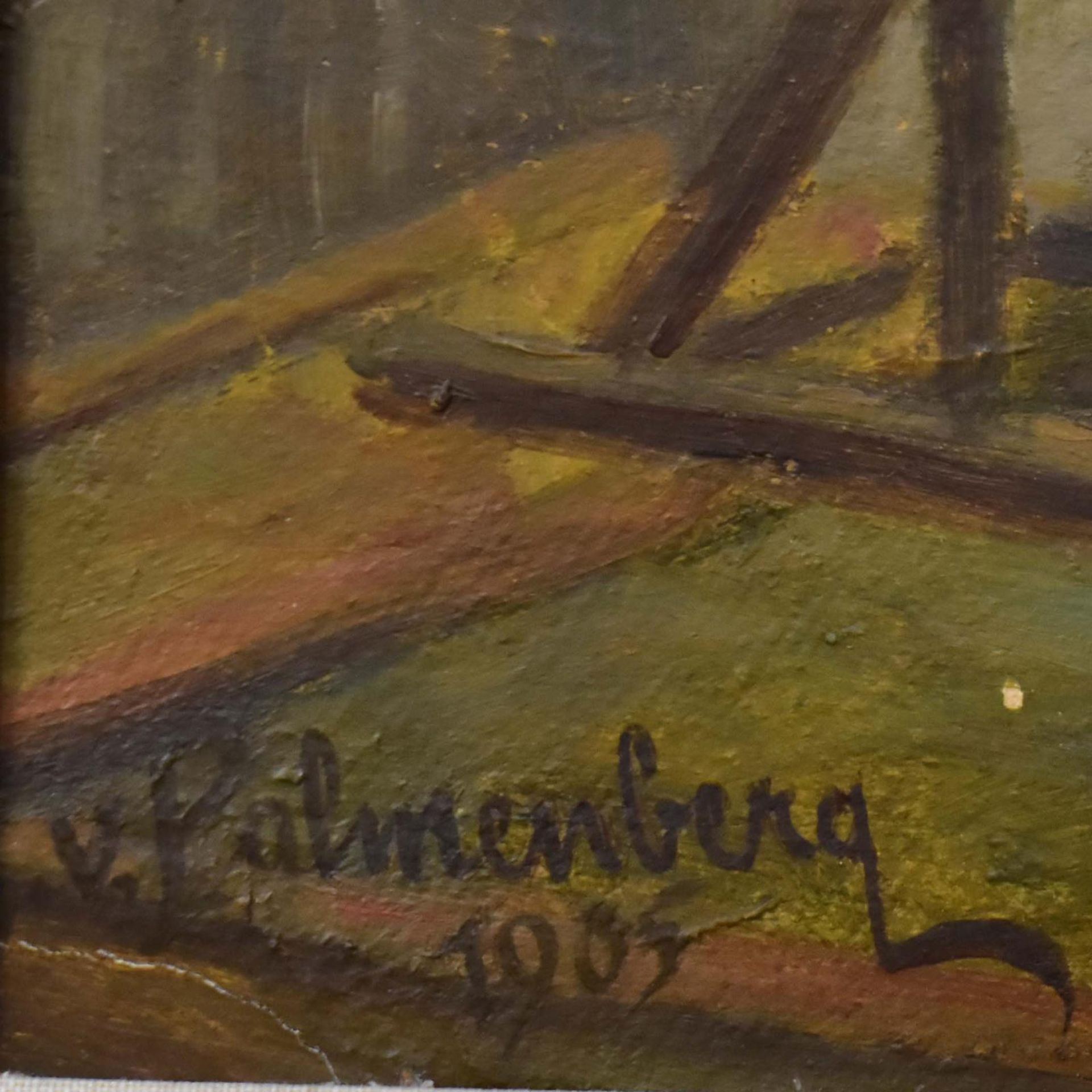 PALMENBERG, EMILIE VON. Malerin an der Staffelei. Öl/Karton. - Bild 2 aus 3