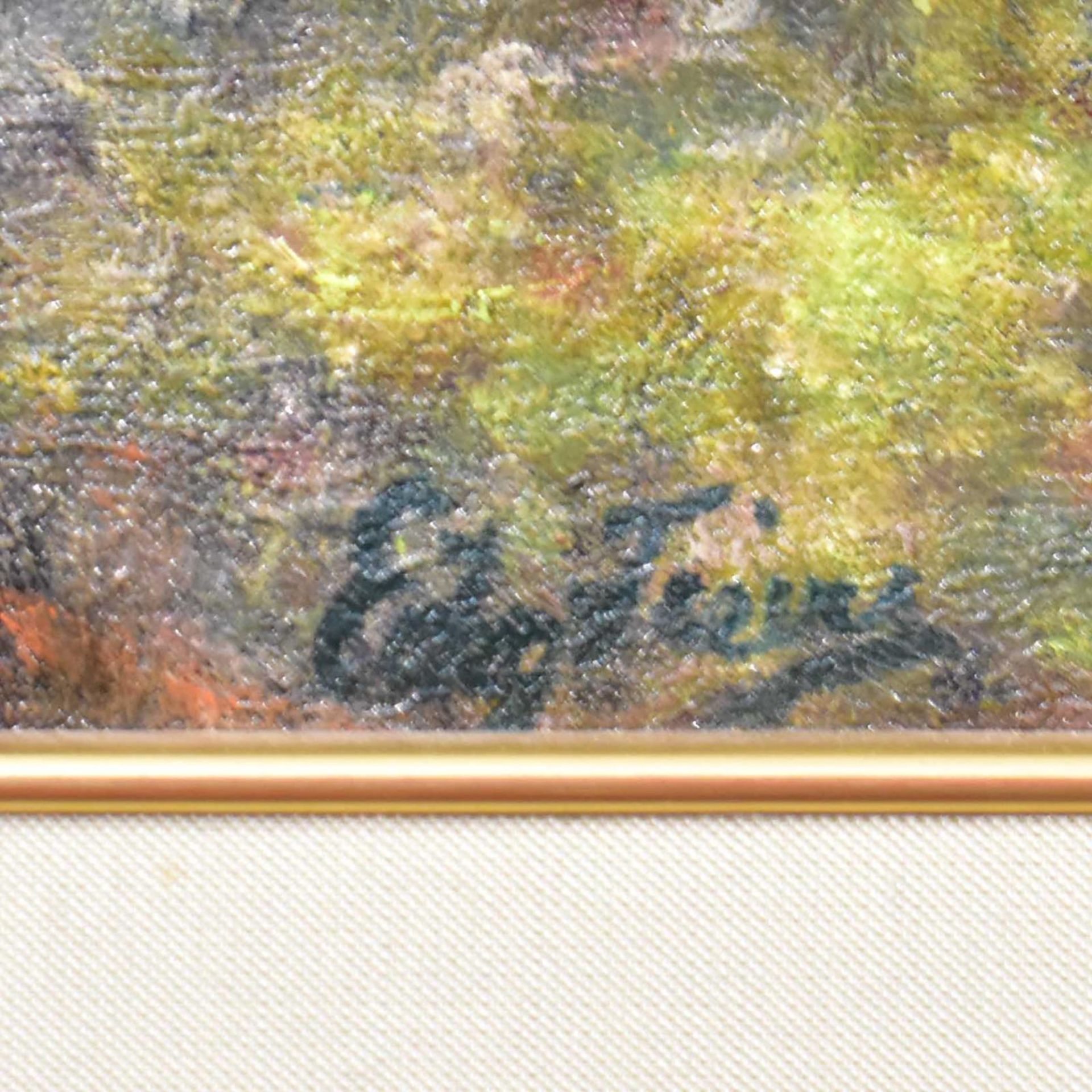 FIEVEZ, EDGARD. Sommerlicher Wald. Öl/Leinwand/Karton. - Bild 2 aus 3