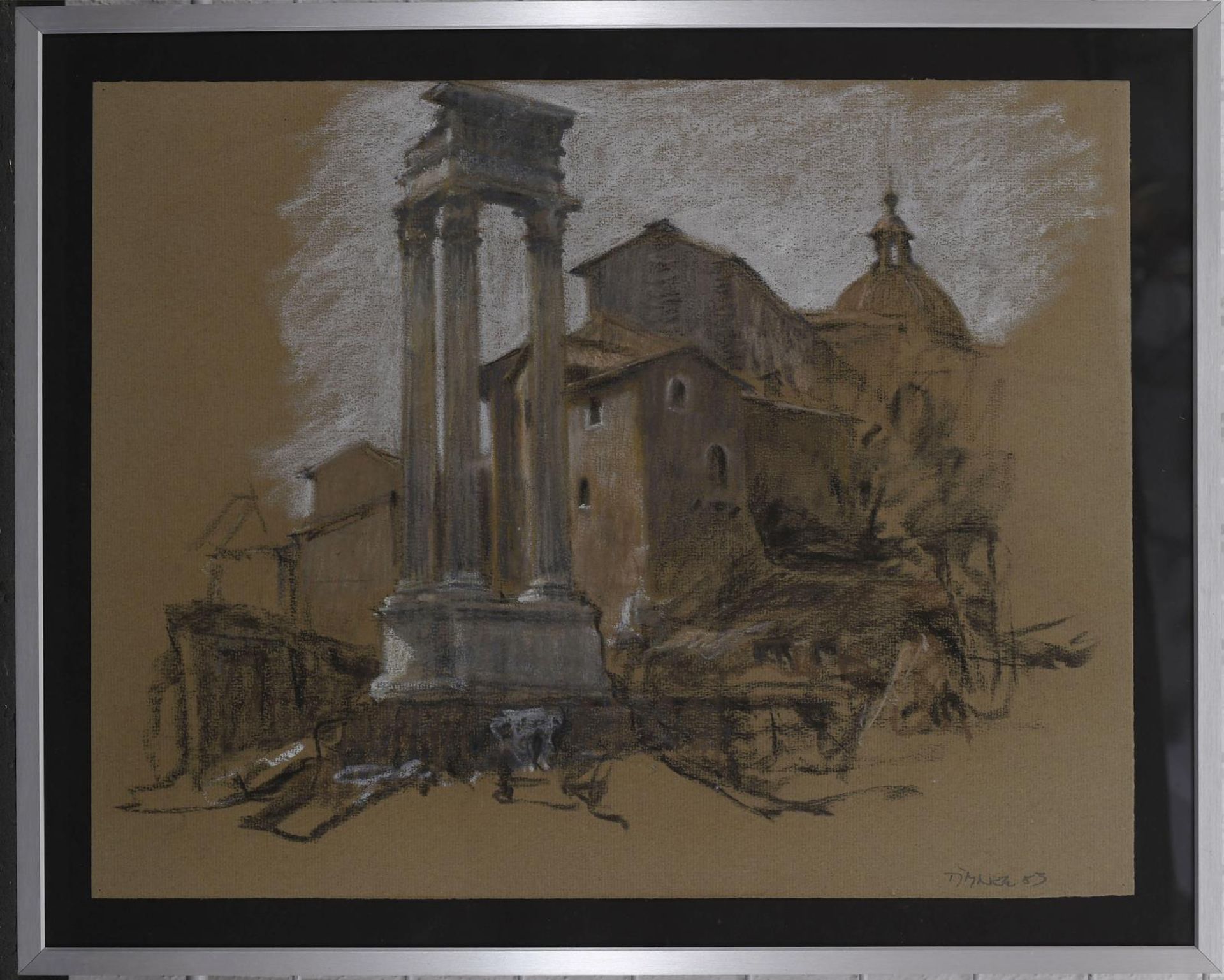 TIMNER, CARL. Auf dem Forum Romanum. Pastell. - Bild 2 aus 2