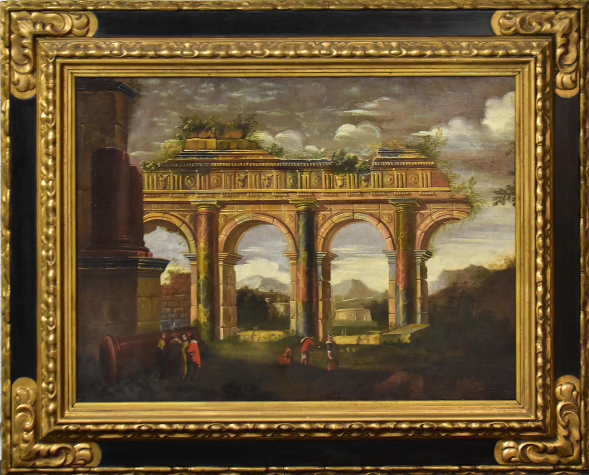 UNBEKANNT. Ruinenlandschaft. Öl/Leinwand.