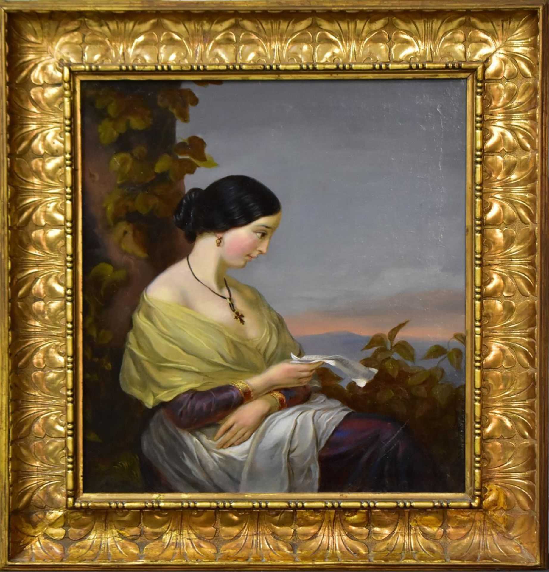 BAUMGARTNER. Der Liebesbrief. Öl/Leinwand.