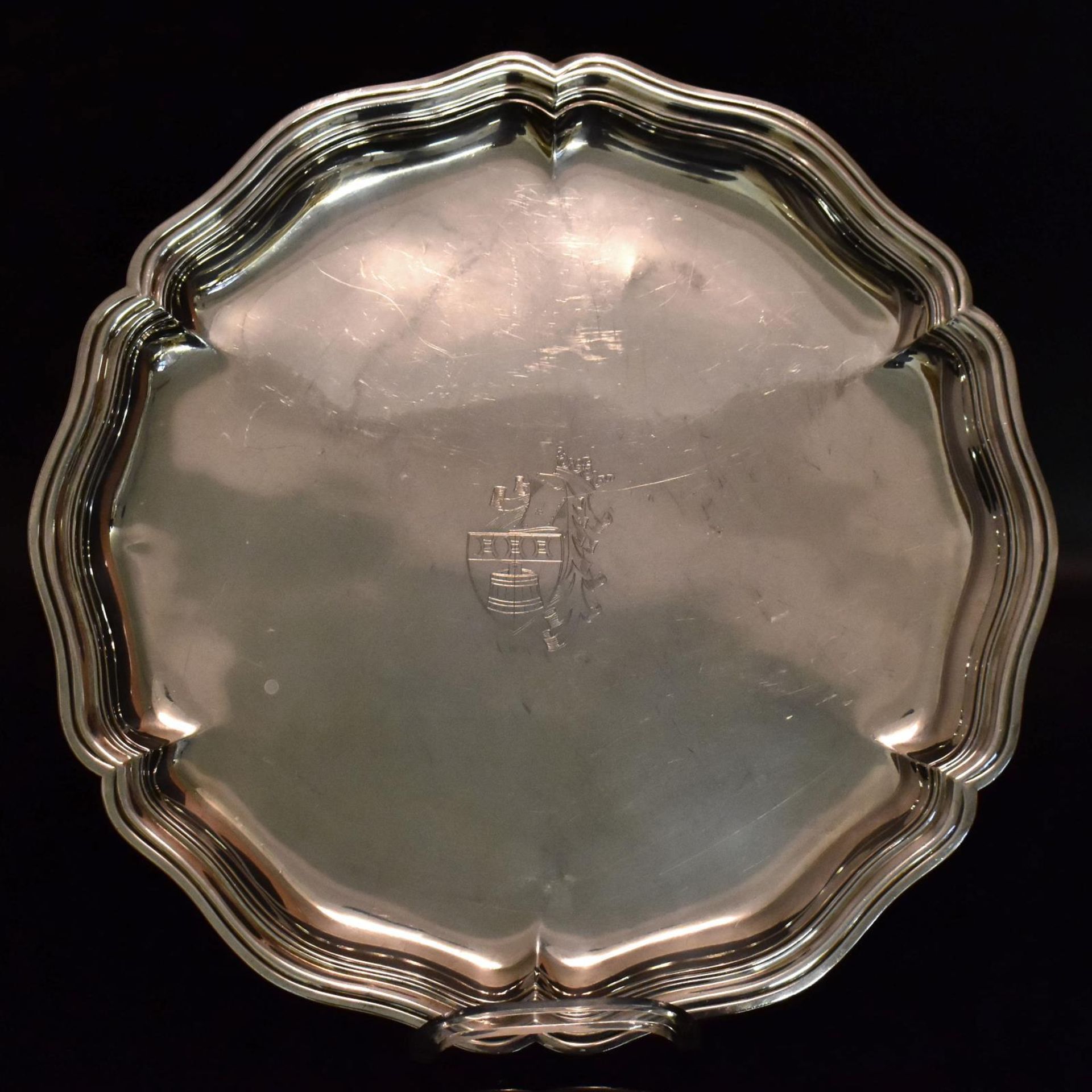 Rundes Tablett. Schwäbisch Gmünd, 20. Jh., Wilhelm Binder | Silber.