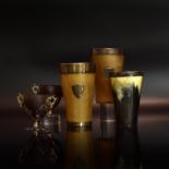 Drei Hornbecher. London, 1874, George Aldwinckle und 1882, Charles Asprey & Charles Asprey jun. s...