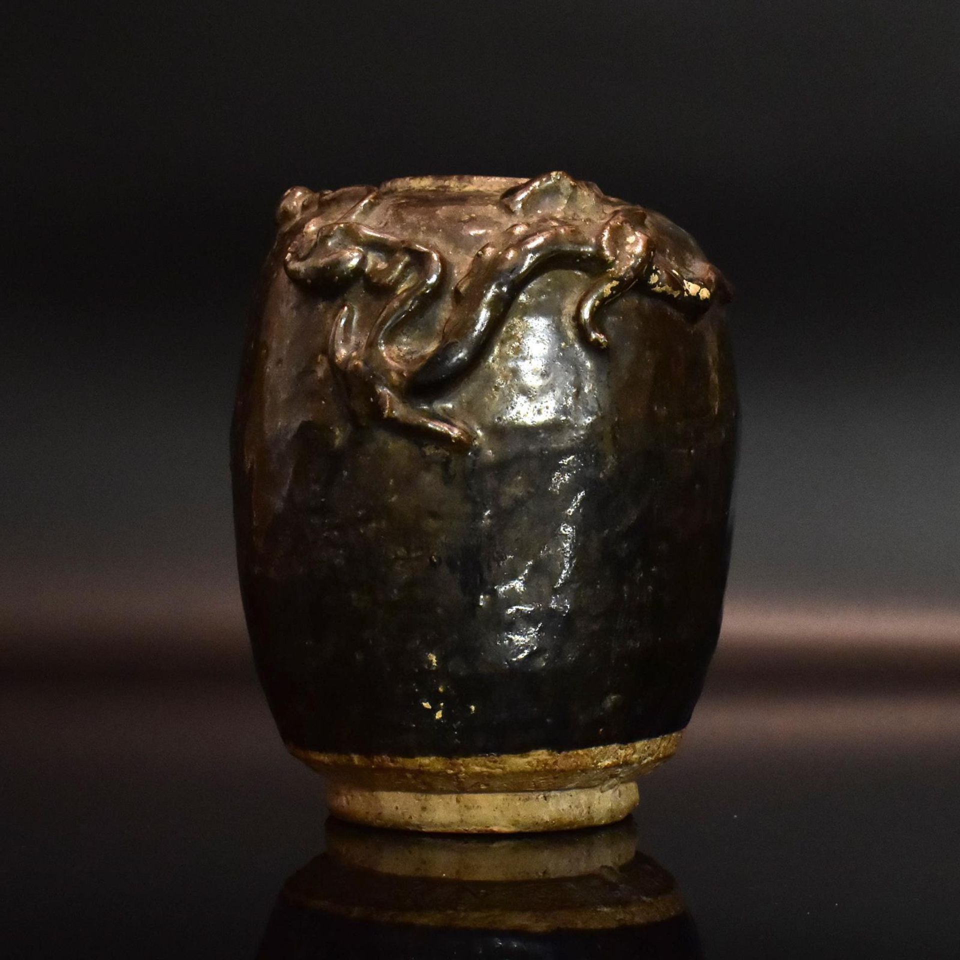 Vase. Wohl Thailand | Keramik, braune Glasur.