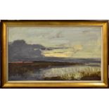 HERTLING, WILHELM JAKOB. Flusslandschaft. Öl/Leinwand.