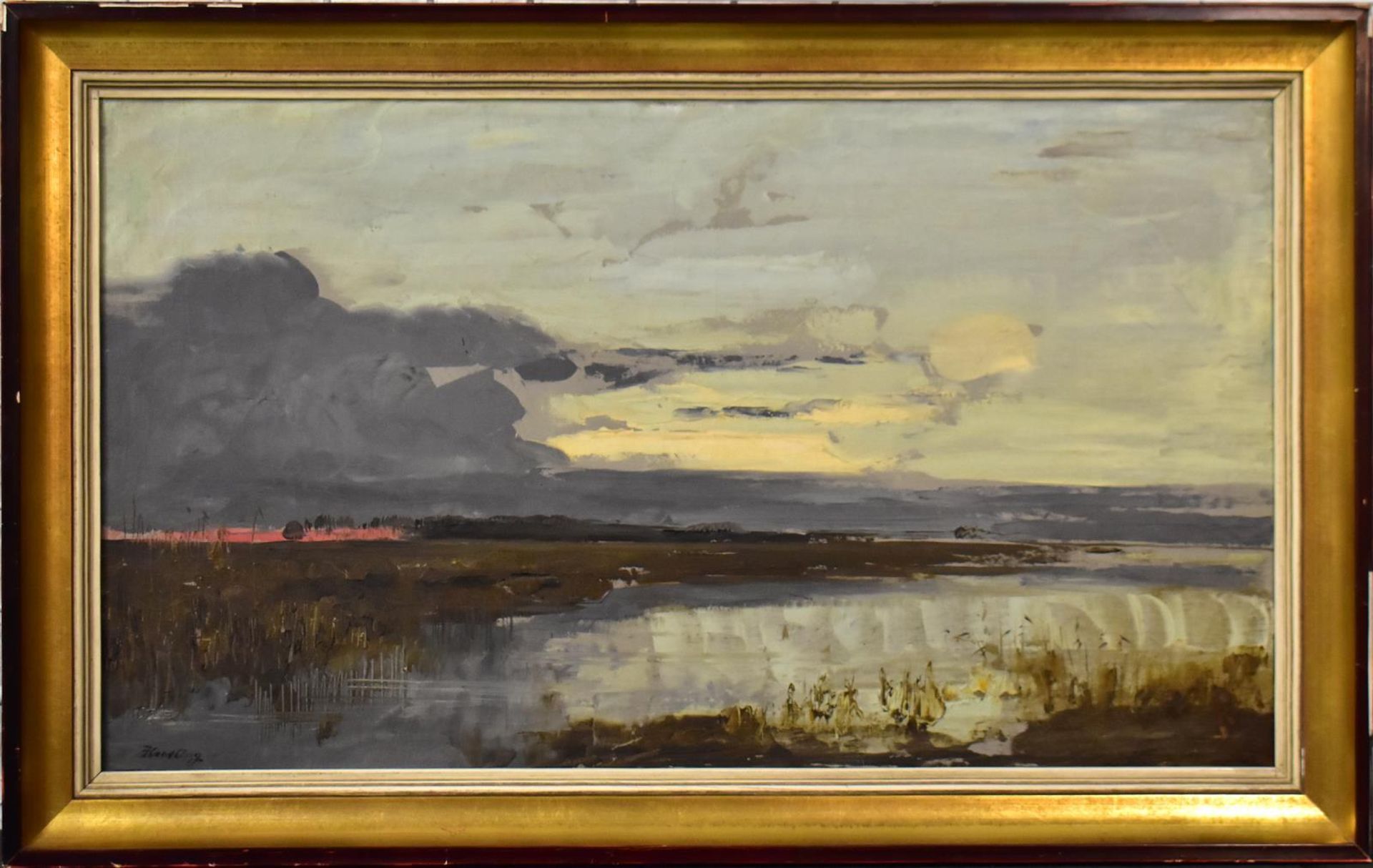 HERTLING, WILHELM JAKOB. Flusslandschaft. Öl/Leinwand.