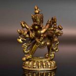 Samvara in yab yum. Tibet (wohl) | Bronze, Reste von Vergoldung.
