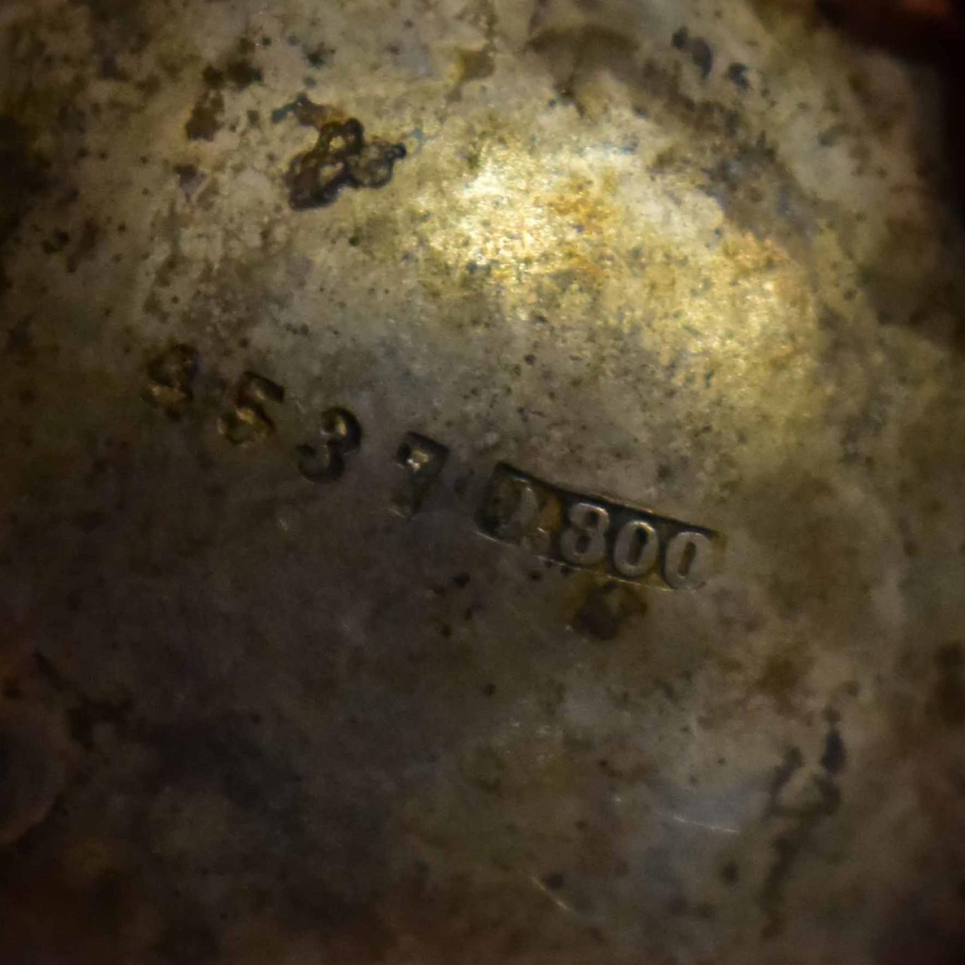 Satz von vier Salieren, ein Paar Salieren und fünf Löffelchen. U.a. Sheffield, 1870, CF | Silber,... - Bild 3 aus 4