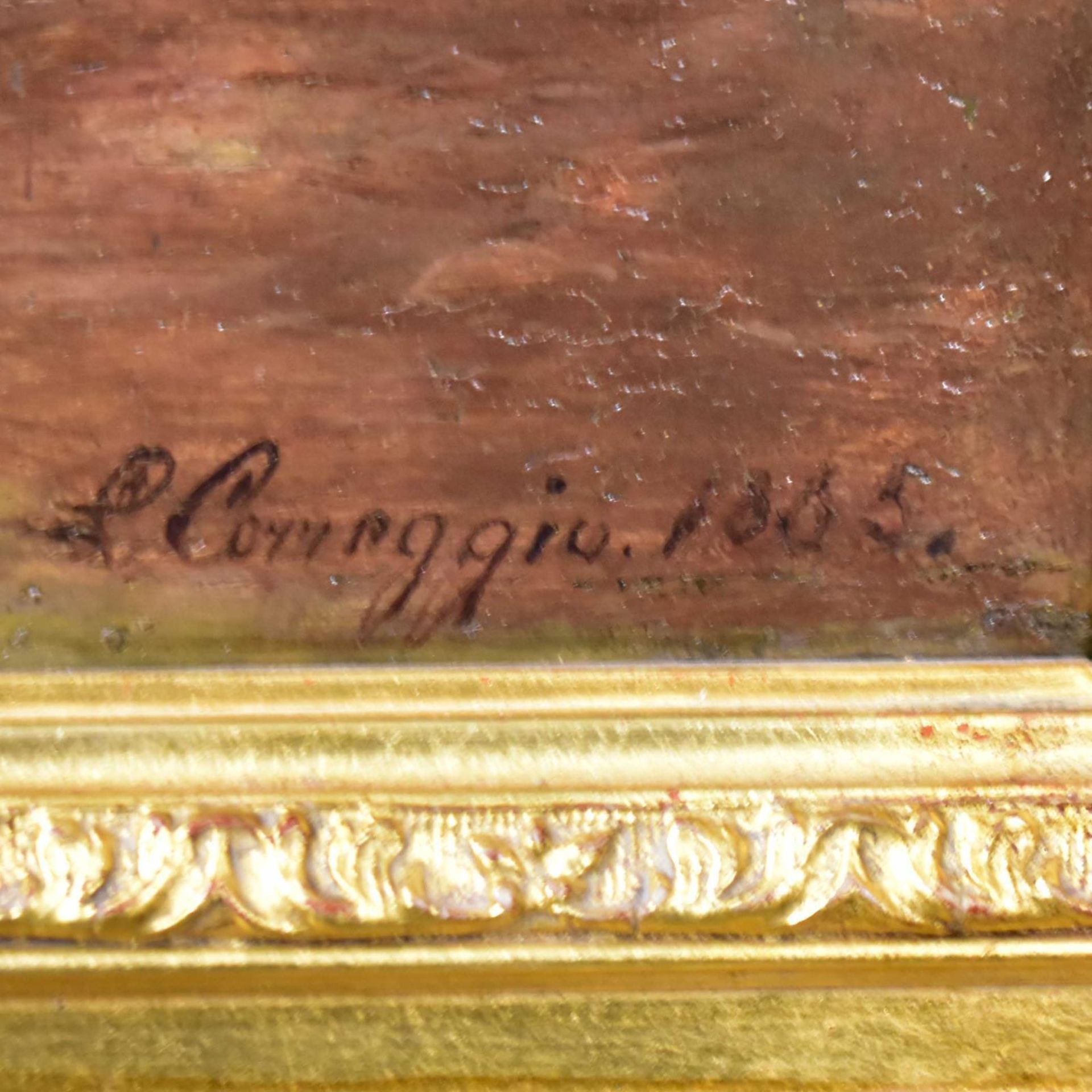 CORREGGIO, LUDWIG. Faun überrascht eine Magd. Öl/Holz. - Bild 2 aus 3