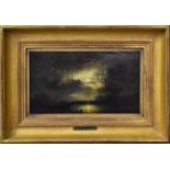 HAHN, JOSEF (?). Kahn im Mondschein. Öl/Karton.