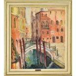 ZIMMERMANN, ERNST REINHARD. Kanal in Venedig. Öl/Karton.