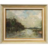 GREFERATH, JOHANNES. Flusslandschaft. Öl/Holz.