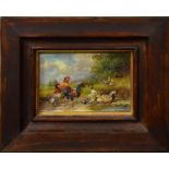 HÄNGER, MAX I. Hühner und Enten. Öl/Holz.