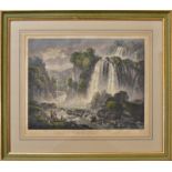 GMELIN, WILHELM FRIEDRICH. Veduta reale delle grandi Cascatelle di Tivoli. Radierung, koloriert.