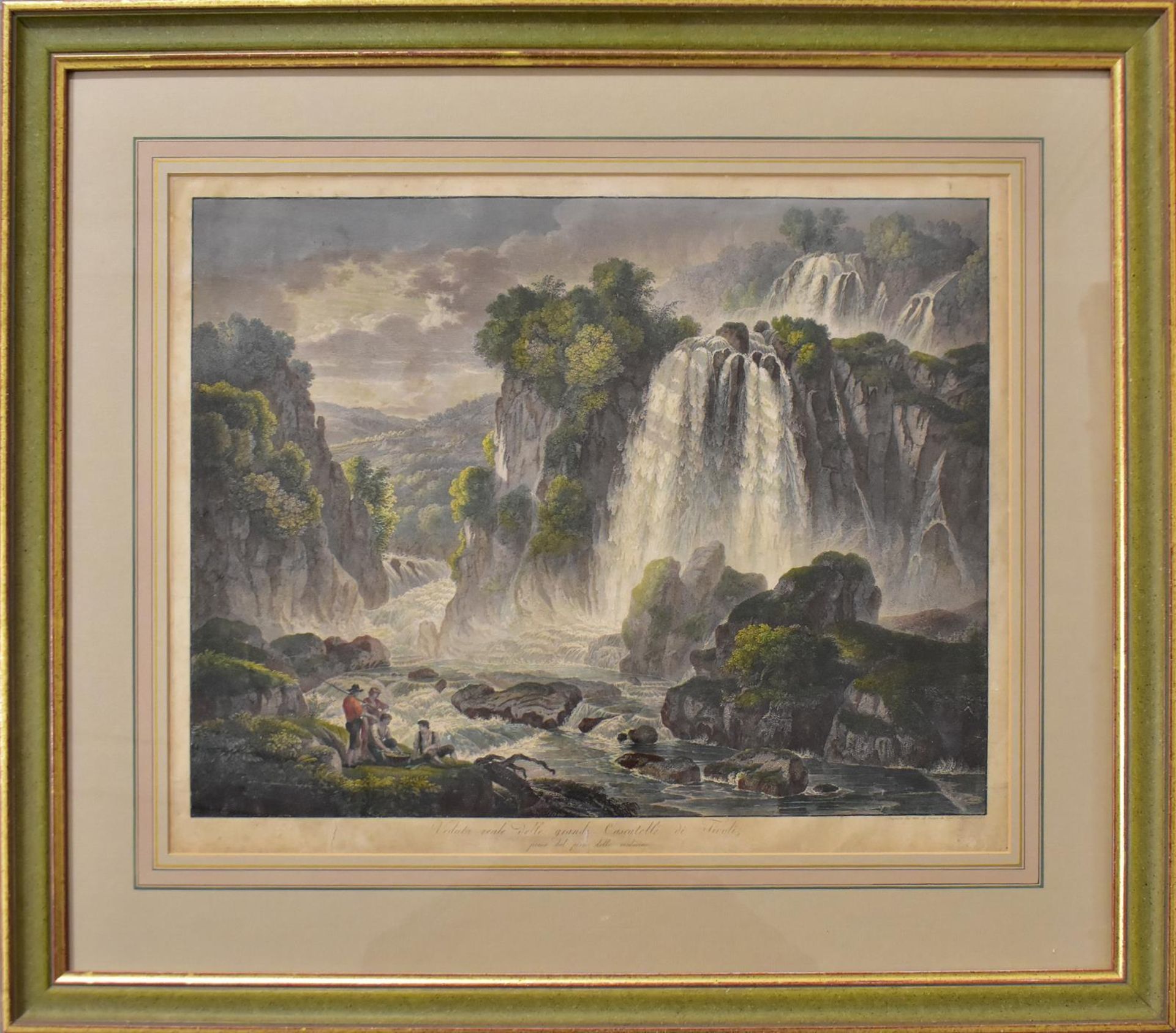 GMELIN, WILHELM FRIEDRICH. Veduta reale delle grandi Cascatelle di Tivoli. Radierung, koloriert.