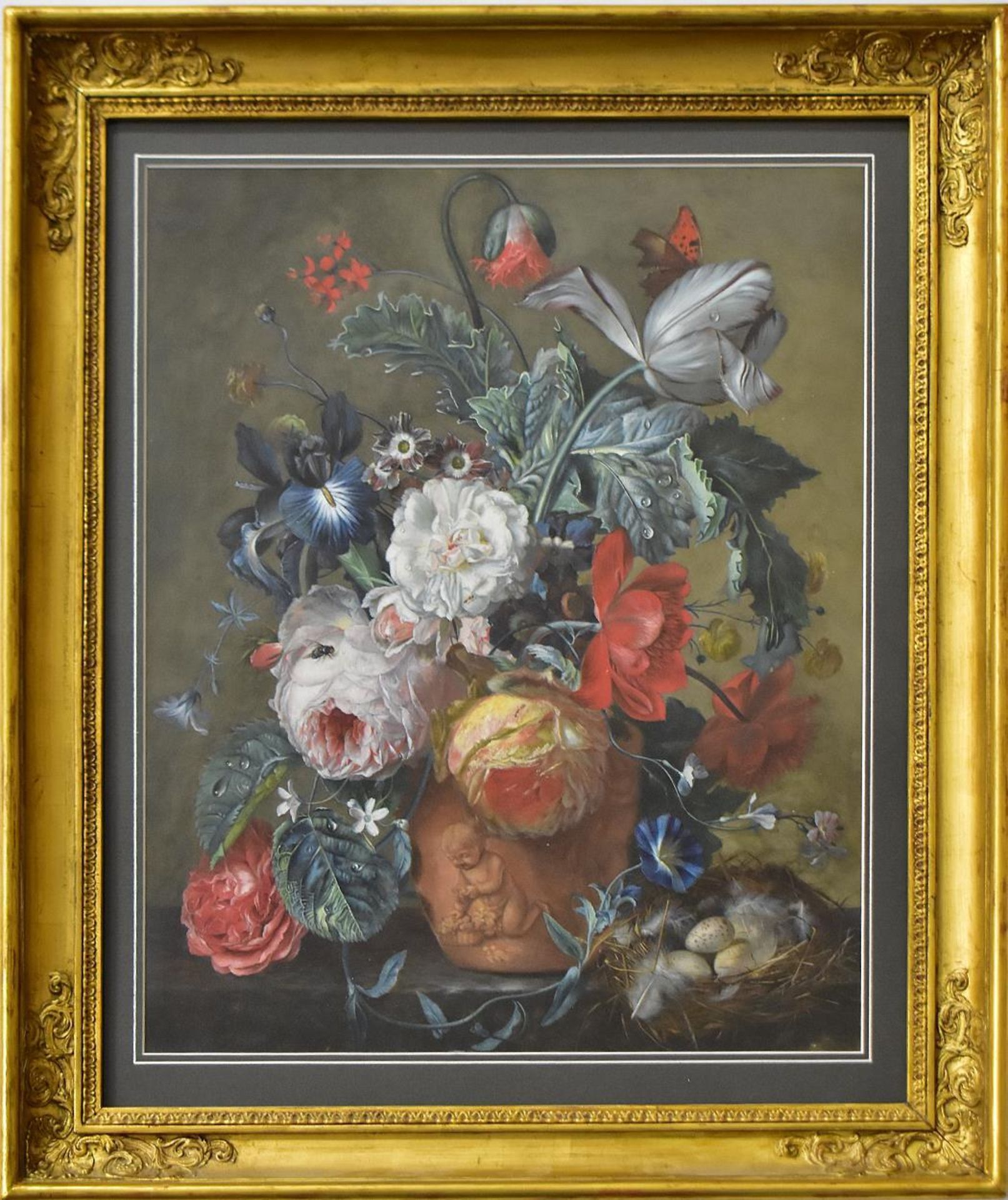 UNBEKANNT. Blumenstillleben. Wohl Tempera/dünner Karton.