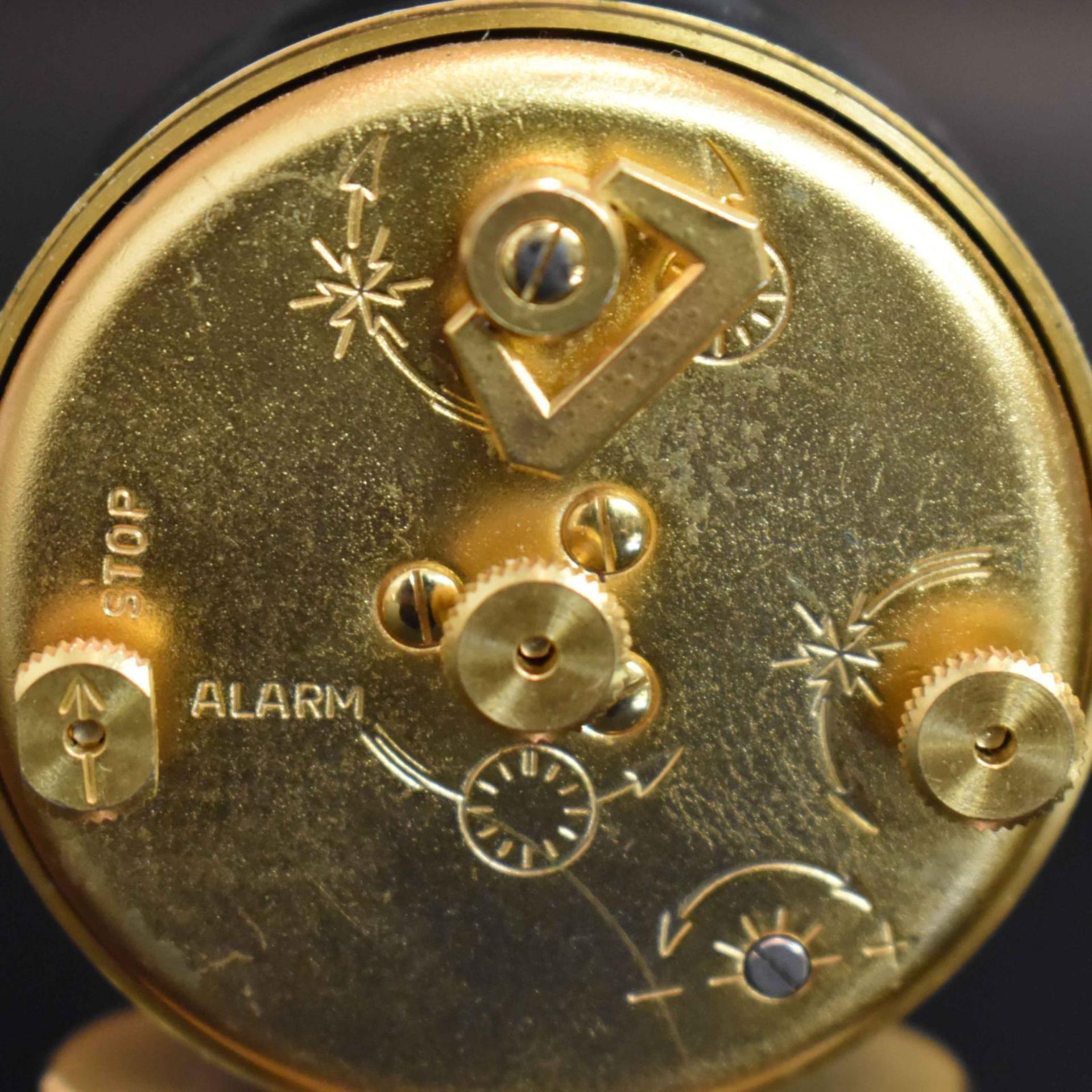 Reisewecker. Jaeger-LeCoultre, Schweiz, 2. Hälfte 20. Jh. | Messing. Glas. - Bild 3 aus 3