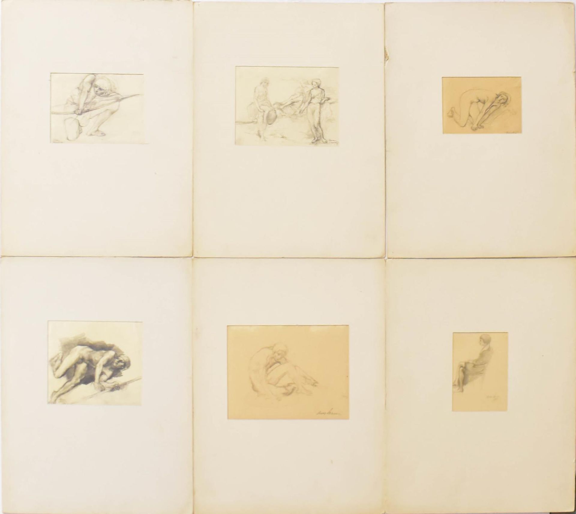 LARSEN, OSCAR. Elf Figuren- und Landschaftsstudien. Elf Bleistiftzeichnungen. - Bild 2 aus 3