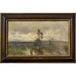 UNBEKANNT. Voralpenlandschaft. Öl/Leinwand.