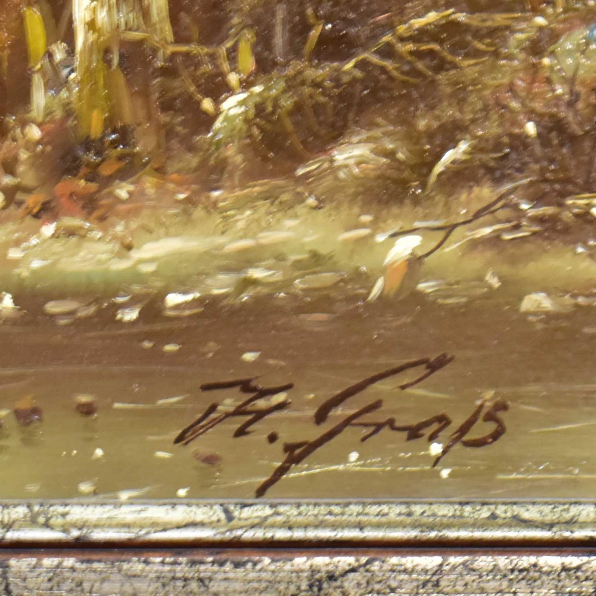 GRAß, HANS. Eisvergnügen. Öl/Holz. - Bild 2 aus 3