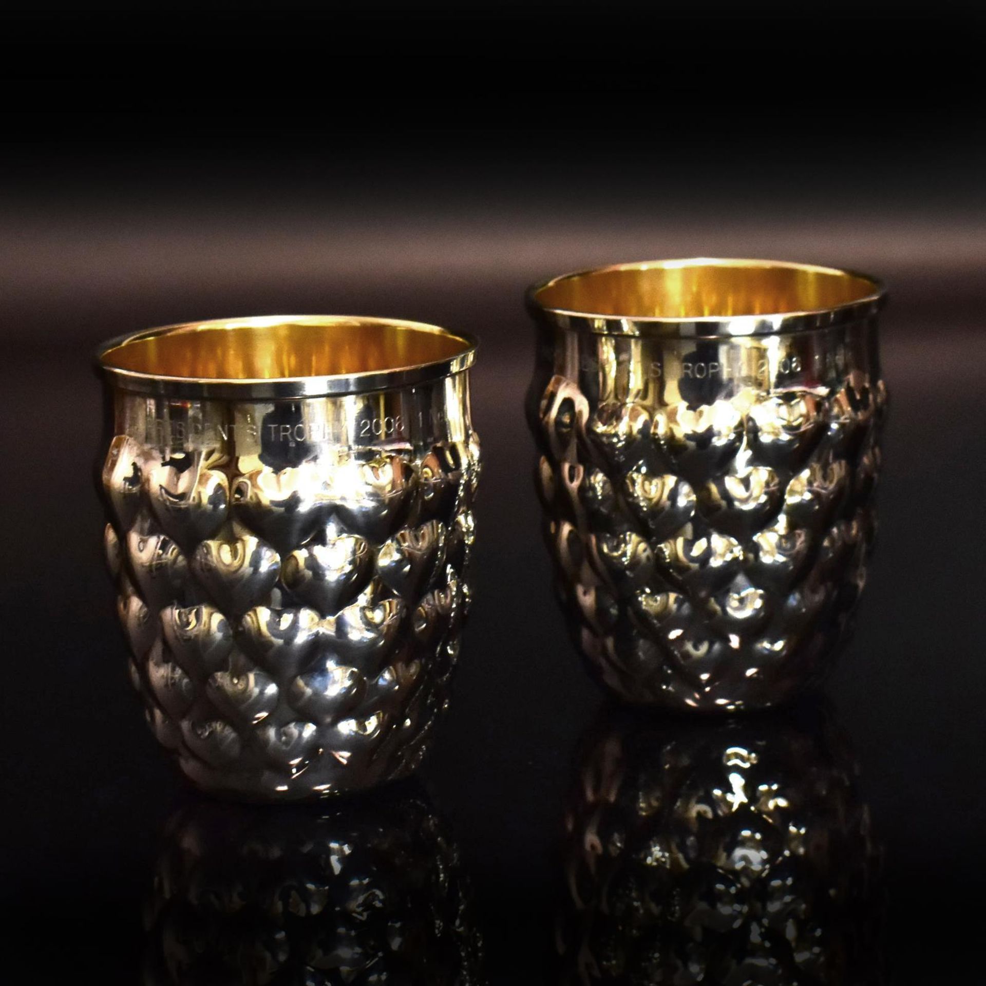 Zwei Herzbecher. Italien, Florenz, 20. Jh., Pampaloni | Silber, innen vergoldet.
