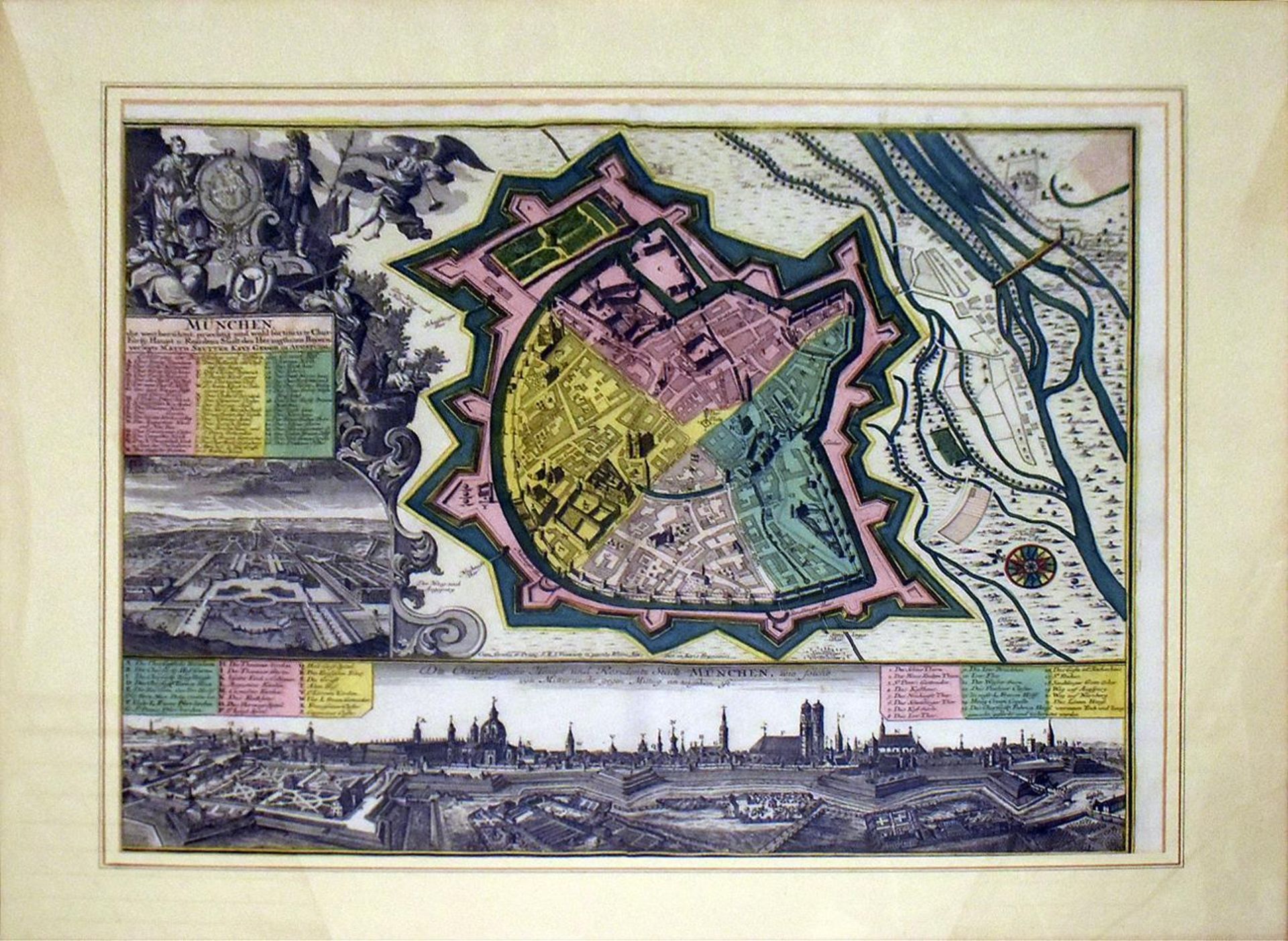 SEUTTER, MATTHÄUS. München. Kupferstich, koloriert.