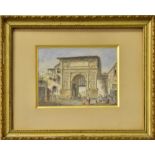 RIVIERE, LEON (?). Trajansbogen von Benevent. Aquarell.