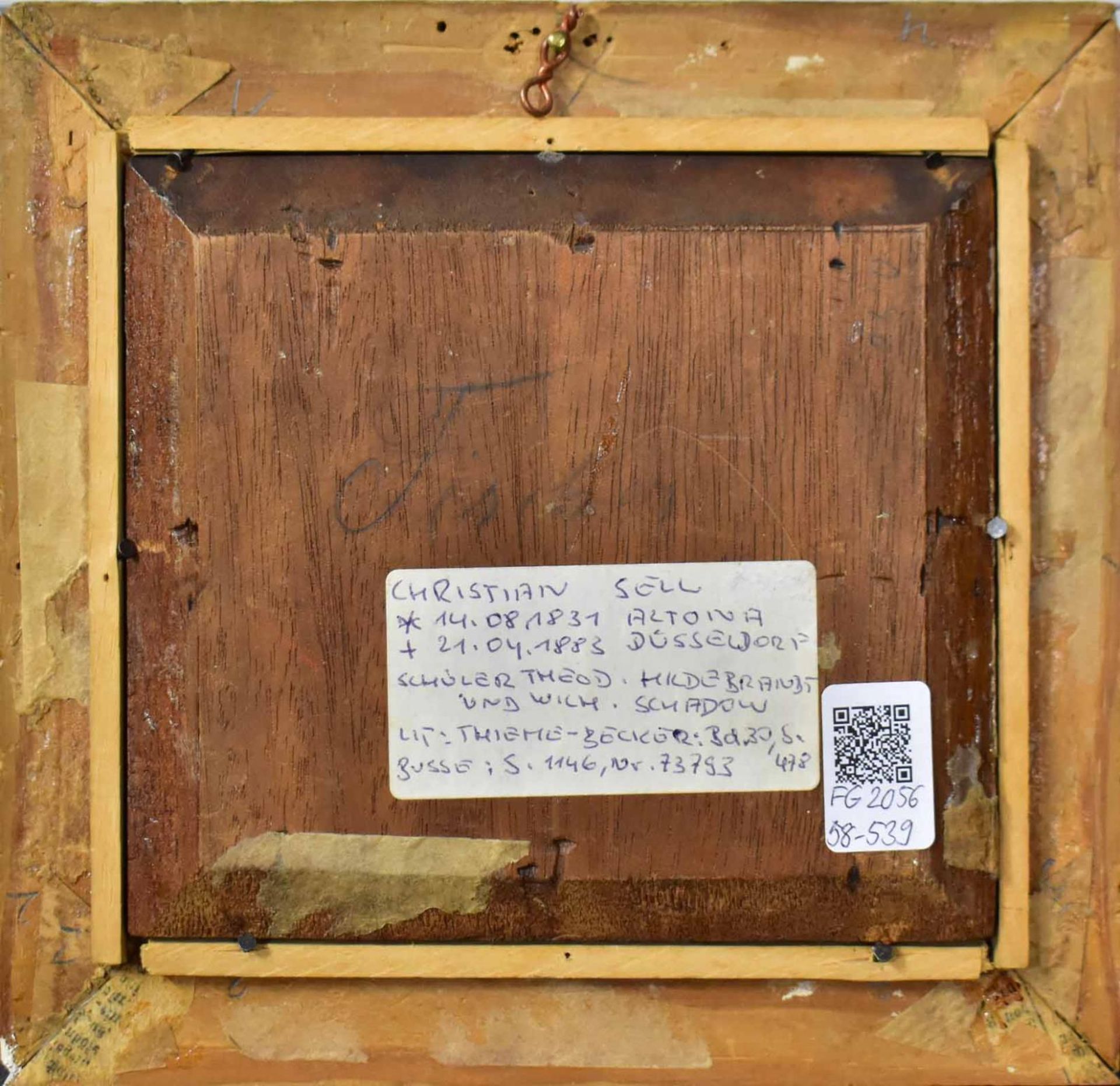 SELL, CHRISTIAN I ODER II. Soldaten am Flussufer. Öl/Holz. - Bild 3 aus 3