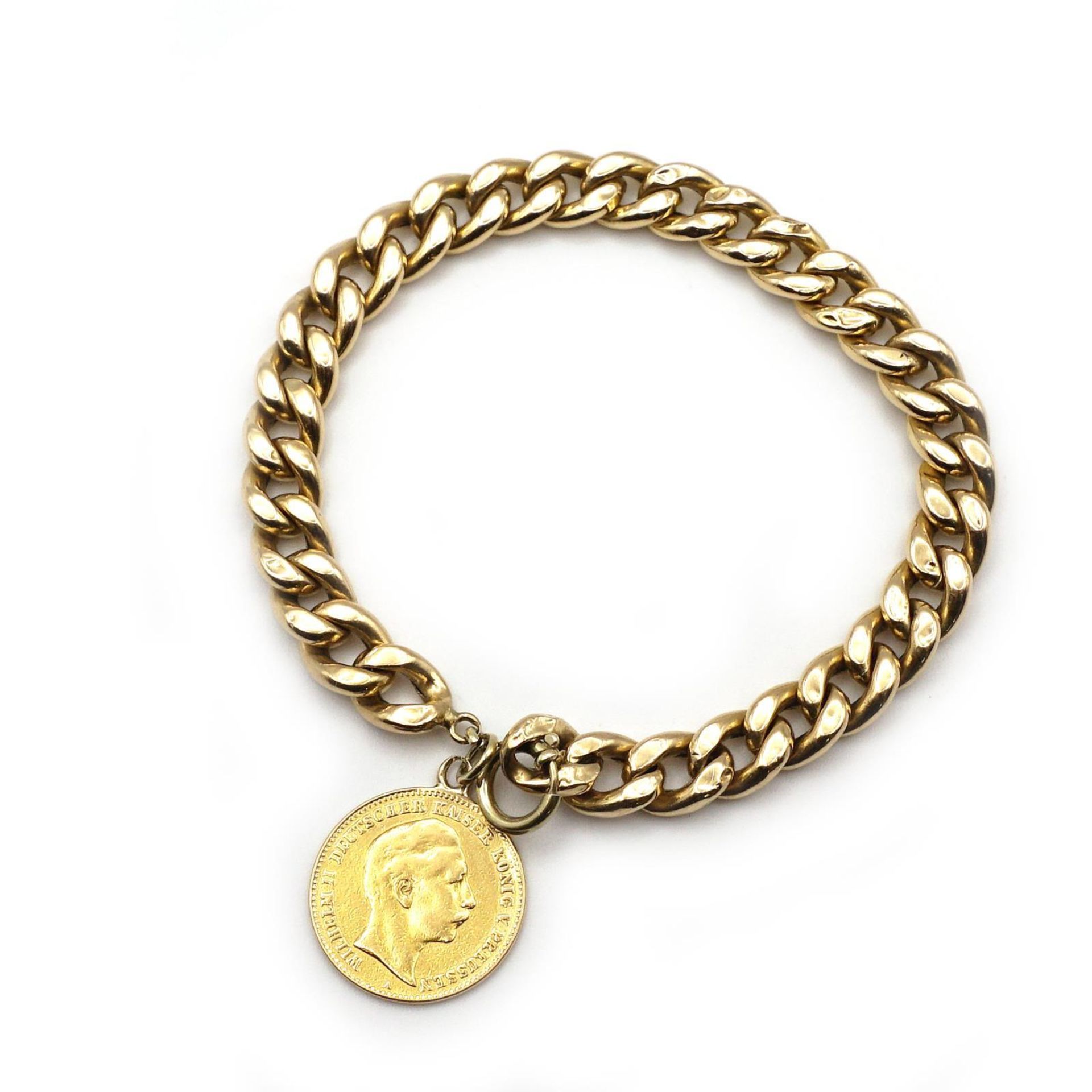 Armband. 18 K GG, Schließe 14 K GG (getestet).