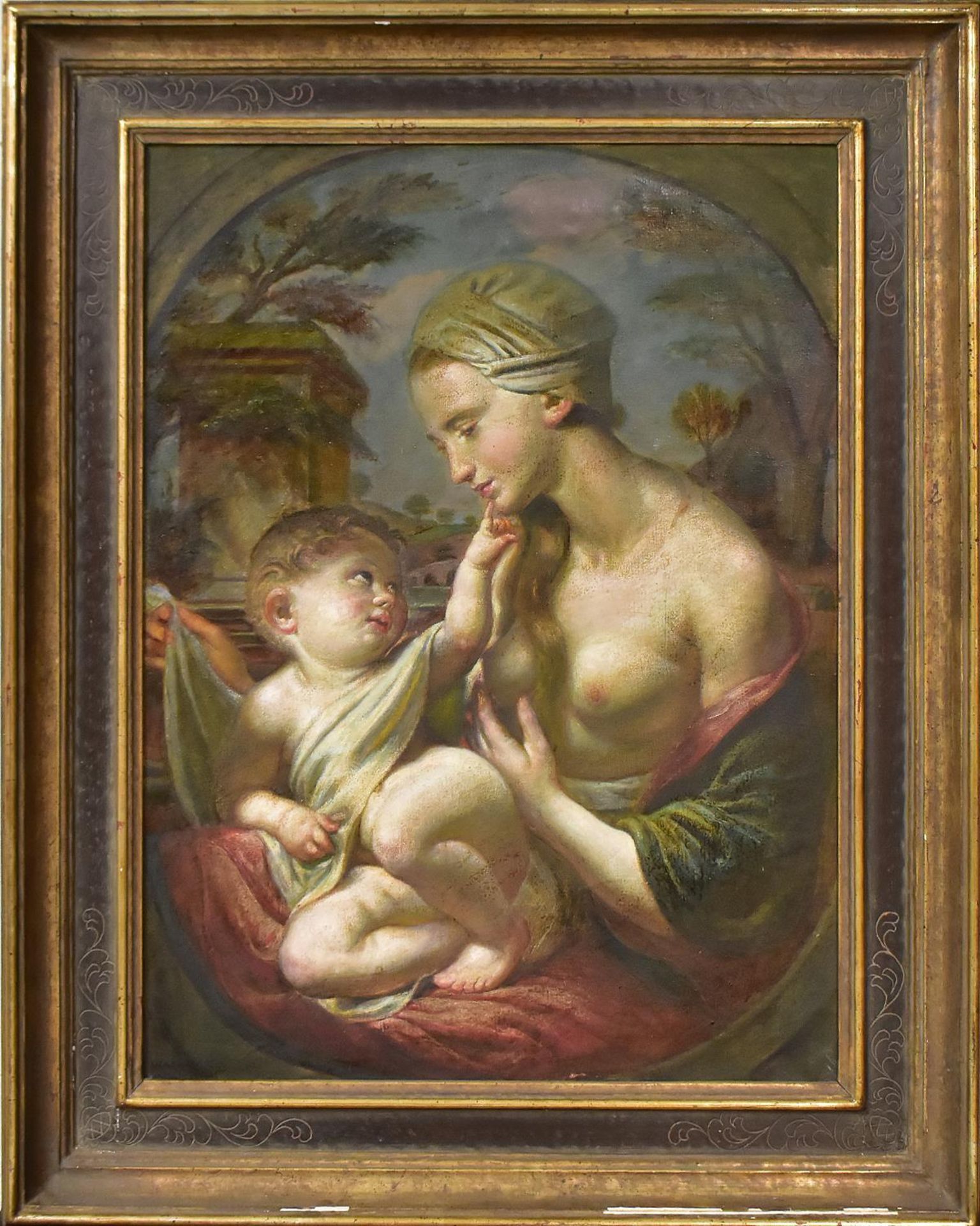 MARTIN-AMORBACH, OSKAR. Mutter mit Kind. Öl/Leinwand.