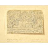 WAGENBAUER, MAX JOSEPH (?). Landschaftsskizze. Tuschezeichnung über Bleistift.