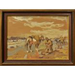 SEYLER, JULIUS. Krevettenfischer. Öl/Papier/Hartfaserplatte.