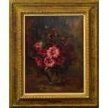 DESTOUCHES, JOHANNA VON. Blumenstillleben. Öl/Leinwand/Karton.