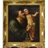 UNBEKANNT. Hl. Josef mit dem Christusknaben. Öl/Leinwand.