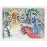 CHAGALL, MARC. Sonne mit rotem Pferd. Farblithographie.