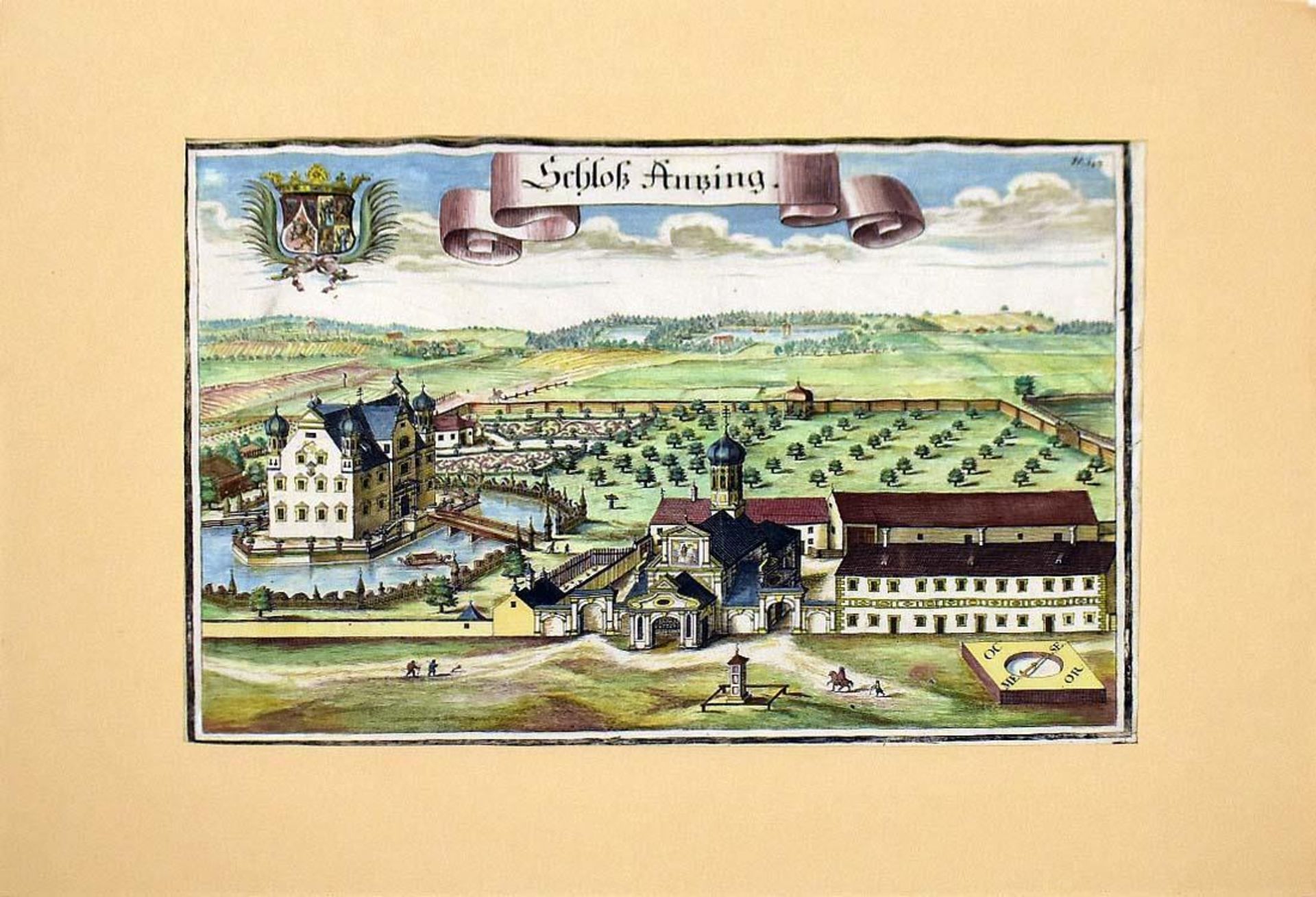 WENING, MICHAEL. Schloß- und Klosteransichten. 17 Kupferstiche, tlw. koloriert. - Bild 3 aus 32