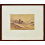 MONOGRAMMIST:IN "W.". Bewaffente Kamelreiter. Aquarell.