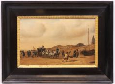 Adriaen VAN DE VELDE (1636 - 1672) nach. Eine Kutsche am Strand von Scheveningen.