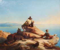 UNSIGNIERT (XIX). Rast auf den Felsen.