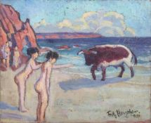 Fritz HERPFER (1883 - 1936). Europa und Zeus am Strand.