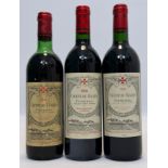 3 Flaschen Rotwein. 1952 / 1990 / 1994. Château Gazin Pomerol.
