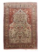 Seidengebetsteppich mit Vogel- und