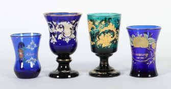 Konvolut 4 Gläser Böhmen, 19. Jh.,