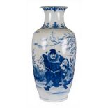 Chinese, blue and white vase with Zhongkui